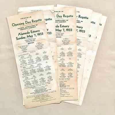 Program Opening Day Regatta, Pacific Association of Amateur Oarsmen, 1933