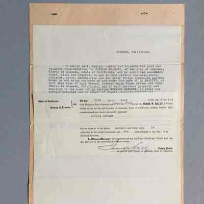 Bill of Sale, interest of shares in a business at 1515 Park Str, L. Kurger to N. Mazzini, 1924