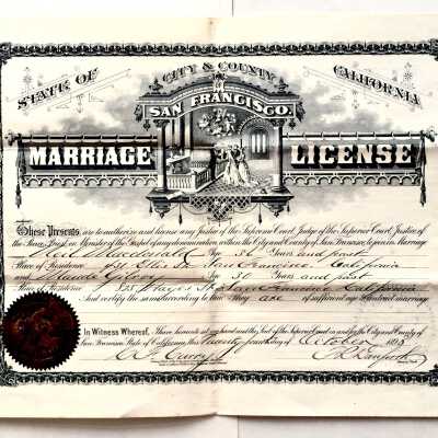 Marriage certificate of Neil Macdonald and Maude Gilroy, 1898