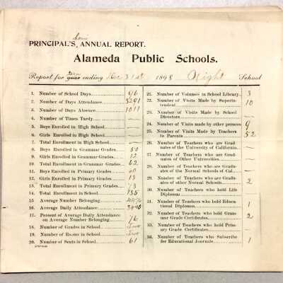 Principal's Annual Report, Alameda Public Schools, 1898