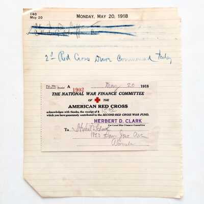 Receipt contribution to American Red Cross by Herbert D. Clark, 1918