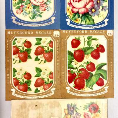 Floral decals in envelopes found in the Meyers House, 1940s-1950s