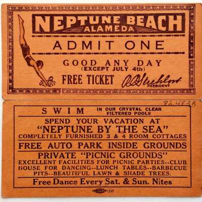 Neptune Beach Tickets, c. 1930s