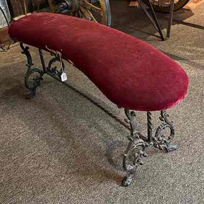 Kidney-shaped fireside bench from the Fenn residence at 2038 Alameda Ave, c. 1920s