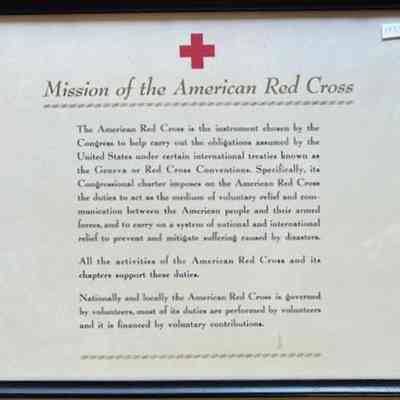 Framed Mission Statement of the American Red Cross, prior 2014