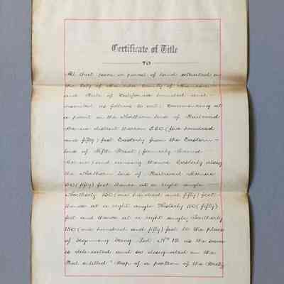 Certificate of Title for 547 Lincoln Ave, 1904