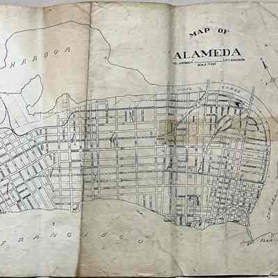 Blueline / Whiteprint map of Alameda, c. 1930s