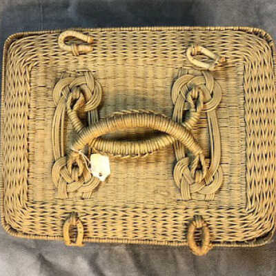 Wicker cream-painted picnic basket of the Calpestri family, c. 1920s