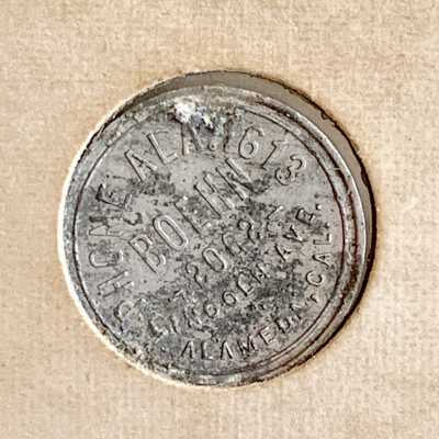 Token for a loaf of bread from Boehn Bakery, early 1900s