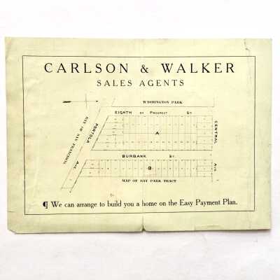 Flyer issued by Carlson and Walker for property in the Bay Park Tract, c. early 1900s