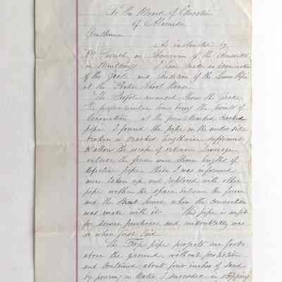 Report about the sewer pipe at Porter School, 1879