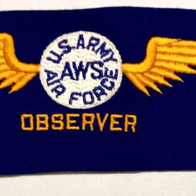 US Army Air Force Observer armband of Otto Bargwardt, 1941-1945