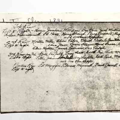 Student list glued to verso of A