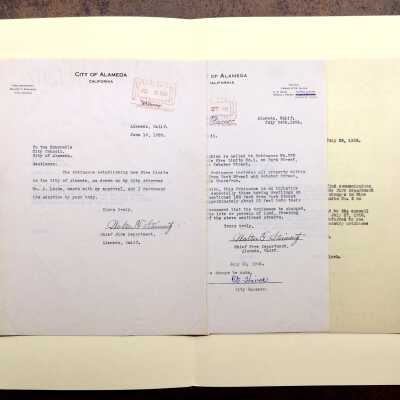 Correspondence about new fire ordinances, 1925-1929