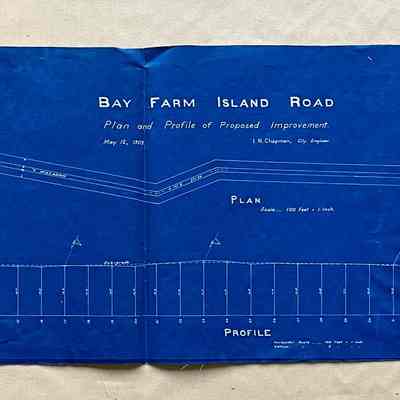 Blueprint of Bay Farm Island Road, 1909