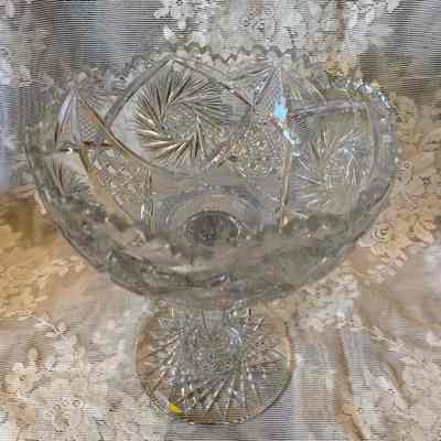 Brilliant cut glass compote of the Judge McDonald family, c. 1900