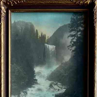 Photo of a waterfall, framed by Young's Framing Shop, c. 1920s-1930s