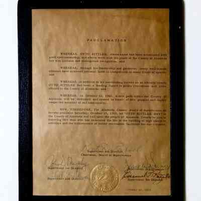 Career Coach Certificate from Alameda County Board of Supervisors awarded Otto Rittler, 1963