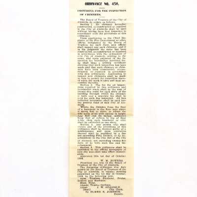 Ordinance No. 450, inspection Chimneys, 1906