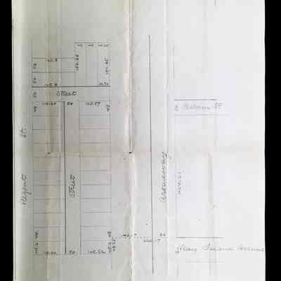 Subdivision map of Regent and Calhoun Streets, before 1950