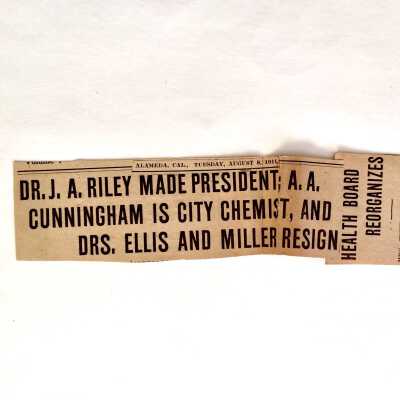 Clippings about the Health Department and Dr. H. A. Miller, 1911