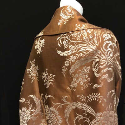 Dark brown silk shawl with light brown flowers of the Smith sisters, late 19th century / early 1900s