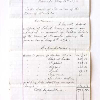 Report about expenditures to operate public schools, 1874