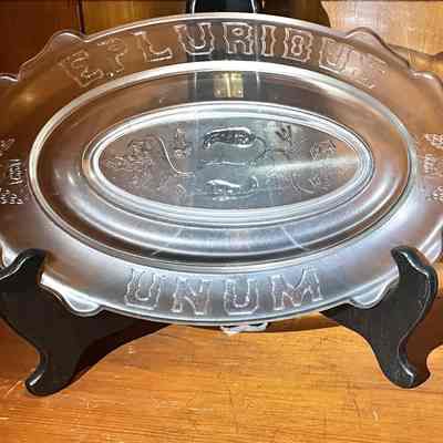 Pressed glass pickle dish issued during the Centennial Exposition of 1876