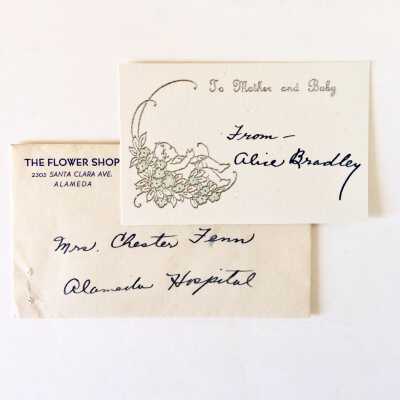 Envelope and Card from Flower Shop at 2305 Santa Clara Ave, c. 1950