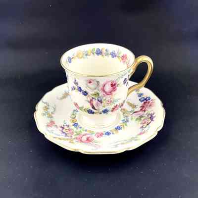 Rosenthal Demi-tasse cup and saucer with flowers of the Blake-Dyer family, c. 1930s