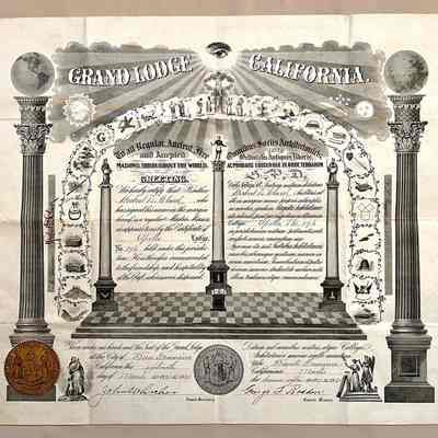 Certificate of Apollo Lodge, Masons, membership of Herbert D. Clark, 1921