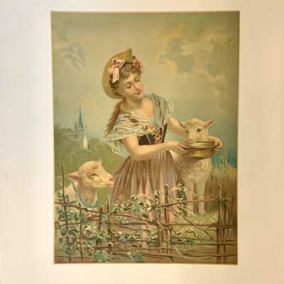 Print of shepherdesses, 'Pat Lamb', from 1523 Mozart Street, c. 1881