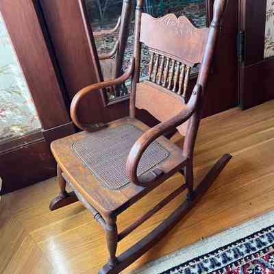 Child's rocking chair with cane seat, c. 1900