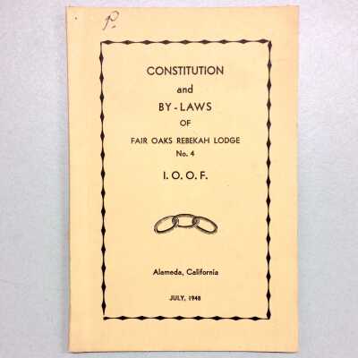 Constitution and By-Laws of the Rebekah Lodge No.4, Odd Fellows 1948
