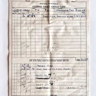 Log forms from Encinal Terminals, 1968