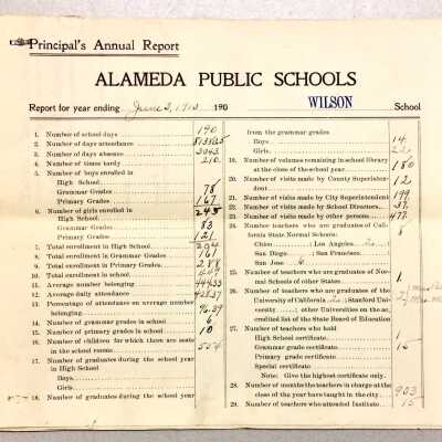 Principal's Annual Report, Alameda Public Schools, 1910