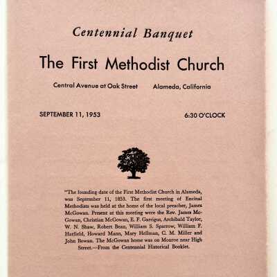 Program for Centennial Banquet, First Methodist Church, 1953