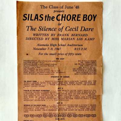 Program Alameda High School Class of 1948 play 'Silas', c. 1947