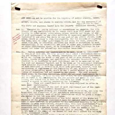 Report regarding regulations of public streetl ighting, 1905