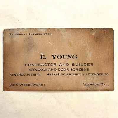 Business card from E. Young, c. 1910