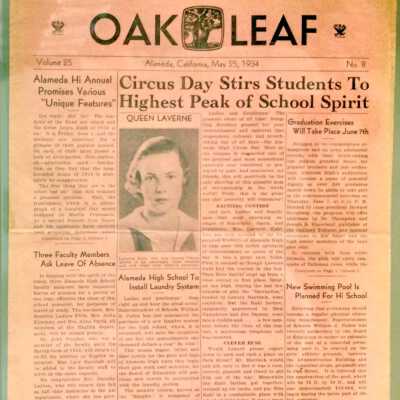 Alameda High School newspaper 'The Oak Leaf', May 25, 1934