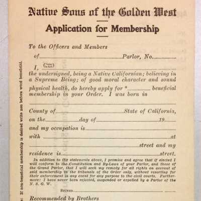 Membership application forms, NSGW, Parlor No. 47, c. 1930s
