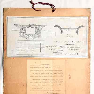 Schematic drawing and specifications for a culvert, 1909