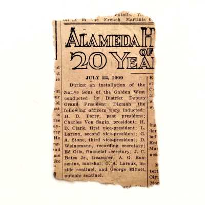 Clipping about installation officers Native Sons of the Golden West, 1929