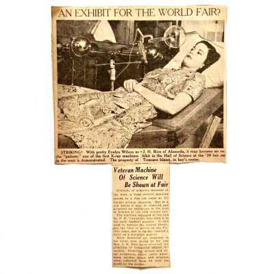 Clipping 'An Exhibit for the World Fair', about an X-Ray machine, 1939