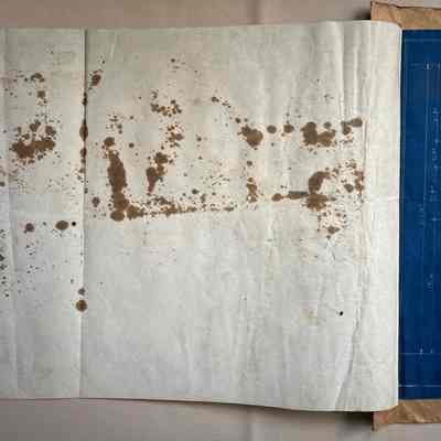 Verso of sheet 1 showing stains.