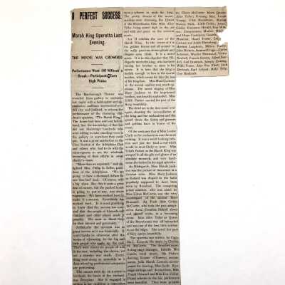Clipping 'A Perfect Success' about 'The Marsh King', 1901