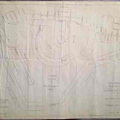 Photocopy of blueprint drawing of proposed South Shore development, 1950s
