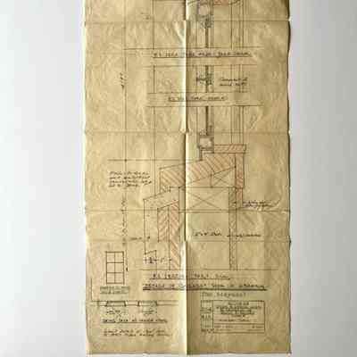Drawing plan of window of library room, studio / library annex, Meyers House, 1935