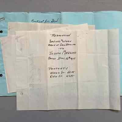 Agreement of sale, J. Mazzini, property on Oak Str., north of Sta. Clara, 1915
